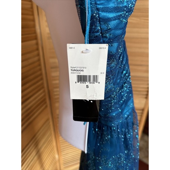 MXI  Juniors Homecoming/ Prom Blue Tulle Glitter Fit & Flare Dress Size 5 - Picture 4 of 9